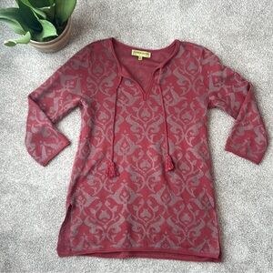 Sigrid Olsen Size M Signature Tunic Sweater Pink metallic thread